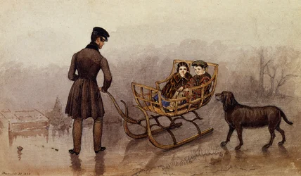 Anthony, Frank und Caroline rodeln auf dem Eis